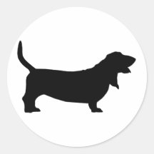 Basset Hound (black) Round Sticker