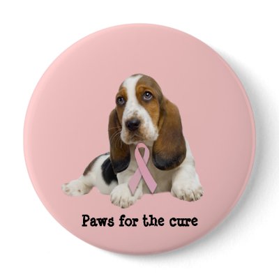 Basset Hound Breast Cancer Button by normagolden