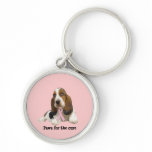 Basset Hound  Breast Cancer Keychain