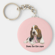 Basset Hound  Breast Cancer Keychain
