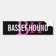 Basset Hound Breed Monogram Design Bumper Sticker