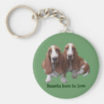 Basset Hound Buddies Keychain