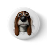 Basset Hound Busting Out Pinback Buttons