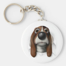 Basset Hound Busting Out Key Chains
