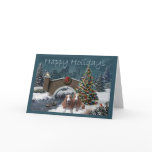 Basset Hound Christmas Card Evening