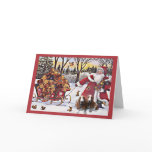 Basset Hound Christmas Card Santa Bears In Sleigh