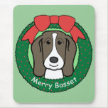 Basset Hound Christmas Mouse Pads