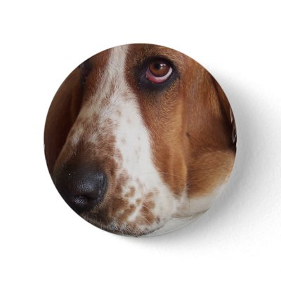 Basset Hound Dog Round Pin by DogPoundGifts