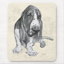 Basset Hound Drawing Mouse Pads