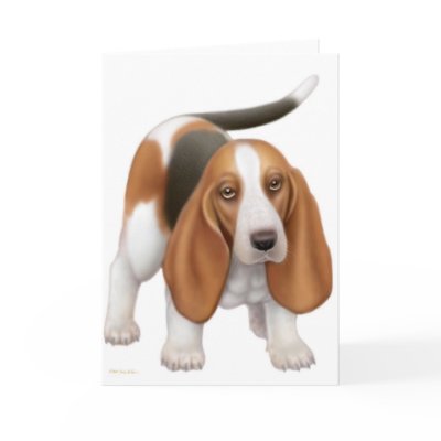 Basset Hound Greeting Card by twopurringcats