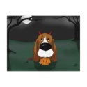 Basset Hound Halloween postcards