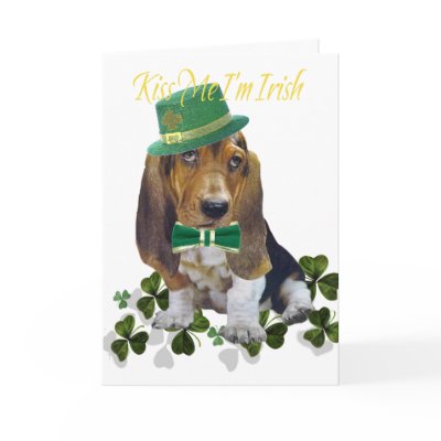 Basset Hound Kiss Me I'm Irish Cards by friskybiz