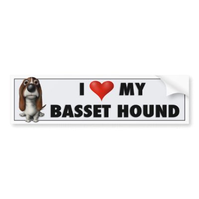 Basset Hound Love Sticker Bumper Stickers by cartoondogs