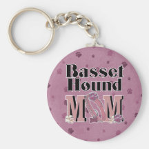 Basset Hound MOM Keychains