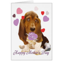 Basset  Hound Mothe's Day Greeting Card