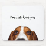Basset Hound peeking in Mouse Mats
