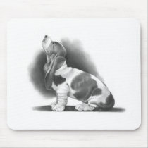 BASSET HOUND: PENCIL REALISM ART MOUSEPAD