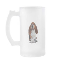 Basset Hound Picture Frosted Beer Mug