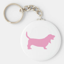 Basset Hound (pink) Keychain