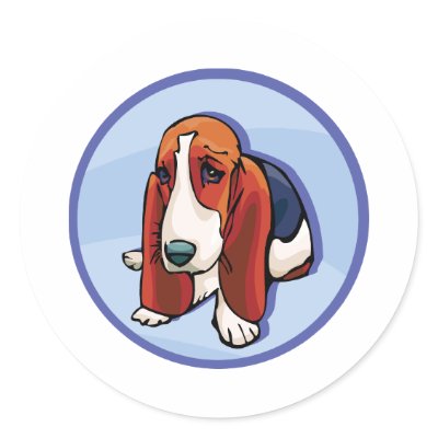 Basset Hound ,Png Round Sticker by cutecanines