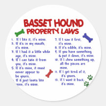 BASSET HOUND Property Laws 2 Stickers
