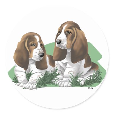 Basset Hound Puppy Stickers by waterart
