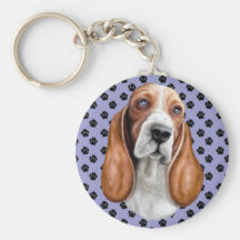 Basset Hound Red & White Key Chains