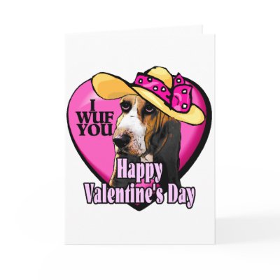Basset Hound Valentines Day Gifts Card by DogsByDezign