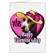 Basset Hound Valentines Day Gifts Card
