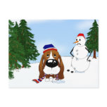 Basset Hound Winter Scene