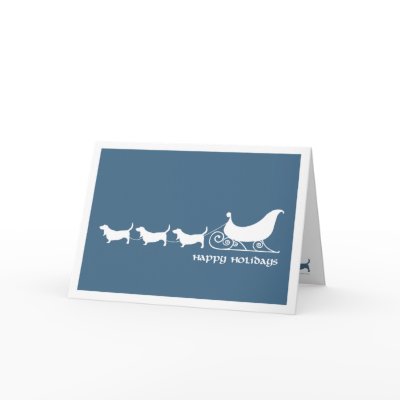 Basset Hounds Pulling Santa's Sleigh Card by purelypups