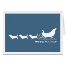 Basset Hounds Pulling Santa's Sleigh Card