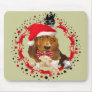 Basset in Ring of Reindeer Mouse Pad