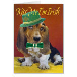 Basset Kiss Me I'm Irish Greeting Cards