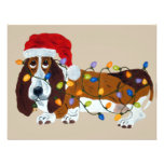 Basset Tangled In Christmas Lights Invitation