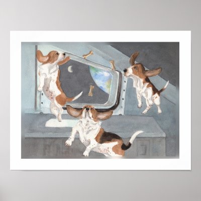 Bassets on Space Shuttle Poster by eelfish1