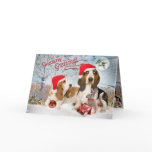 Bassett Hounds Enjoy Holidays with Friends Cards