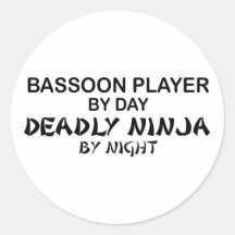 Bassoon Deadly Ninja by Night Stickers