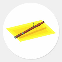 Bassoon with yellow background image graphic round stickers