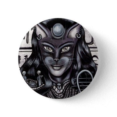 Bast Cat Goddess Egyptian Button by dreamlyn