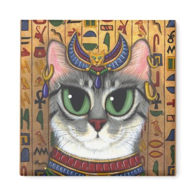 Bast Goddess, Egyptian Bastet Cat Art Magnet by TigerpixieArt