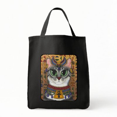 Bast Goddess Egyptian Bastet Cat Art Tote Bag by TigerpixieArt