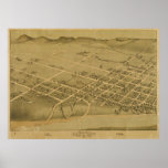 Bastrop, TX Panoramic Bird's Eye Map from 1887 posters