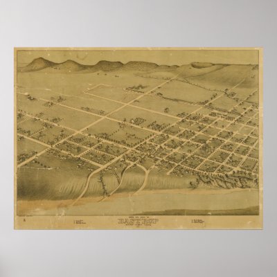 Bastrop, TX Panoramic Bird's Eye Map from 1887 Poster by PaperTimeMachine