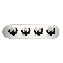 Bat Cartoon. Black and White. Skate Board