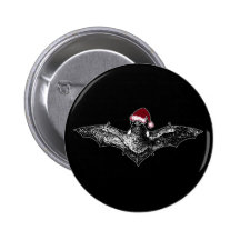 Bat in a Santa Hat Button