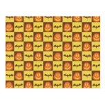 Bat Jack O' Lantern Chequered Pattern Postcards