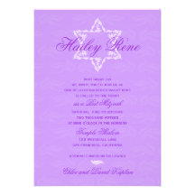 Bat Mitzvah Invitation Hailey with Damask Purple