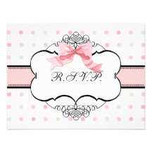 Bat Mitzvah RSVP Response - French Bow Dot Swirl Invitations
