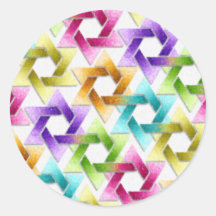 Bat Mitzvah Star of David Damask Seal Round Sticker